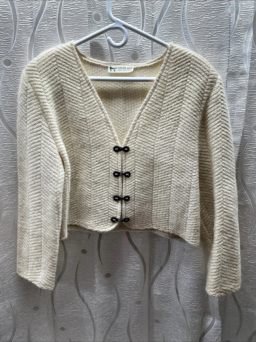 L'ANGELAINE Cropped Knit Cardigan Cream / mohair